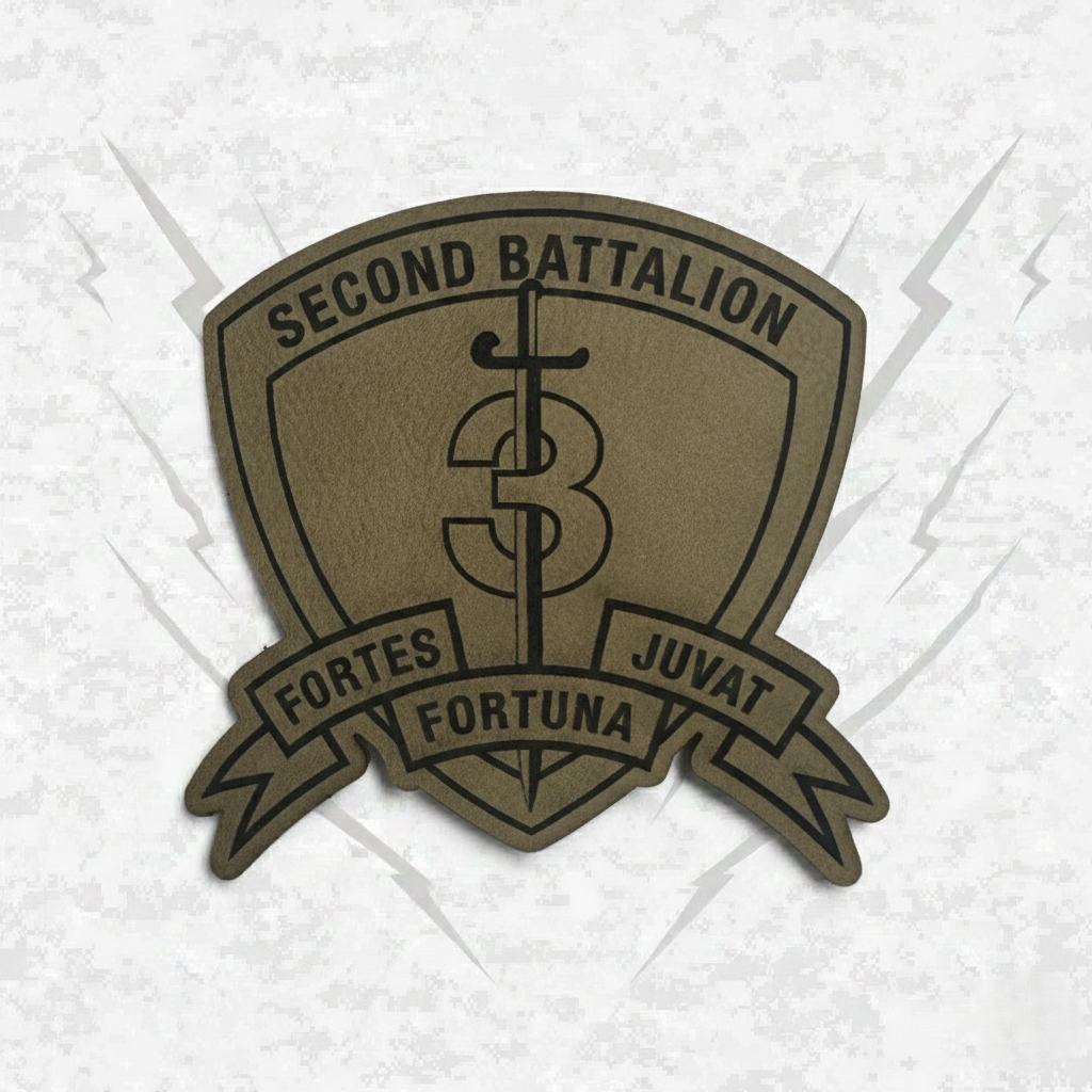 Leather Patch | 2nd Battalion 3rd Marines "Island Warriors" | Velcro Backed | Brown / Black