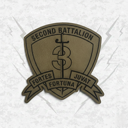 Leather Patch | 2nd Battalion 3rd Marines "Island Warriors" | Velcro Backed | Brown / Black