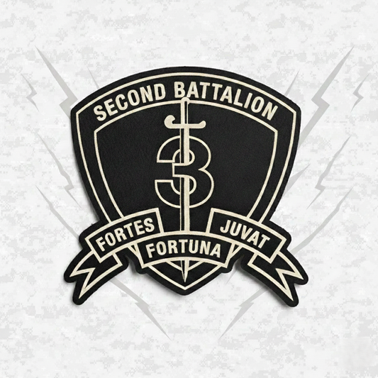 Leather Patch | 2nd Battalion 3rd Marines "Island Warriors" | Velcro Backed | Brown / Black