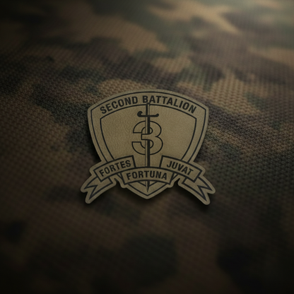Leather Patch | 2nd Battalion 3rd Marines "Island Warriors" | Velcro Backed | Brown / Black