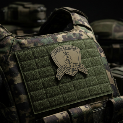 Leather Patch | 2nd Battalion 3rd Marines "Island Warriors" | Velcro Backed | Brown / Black