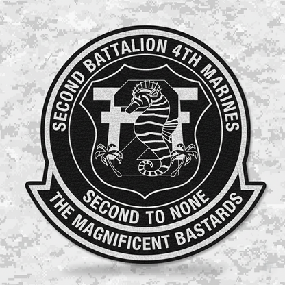 Leather Patch | 2nd Battalion 4th Marines "Magnificent Bastards" | Velcro Backed | Brown / Black