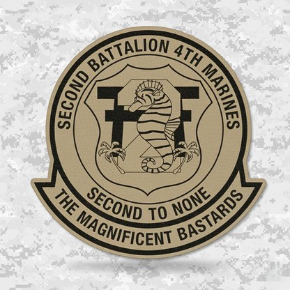 Leather Patch | 2nd Battalion 4th Marines "Magnificent Bastards" | Velcro Backed | Brown / Black