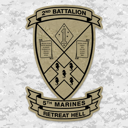 Leather Patch | 2nd Battalion 5th Marines Unit "Marauders" | Velcro Backed | Brown / Black