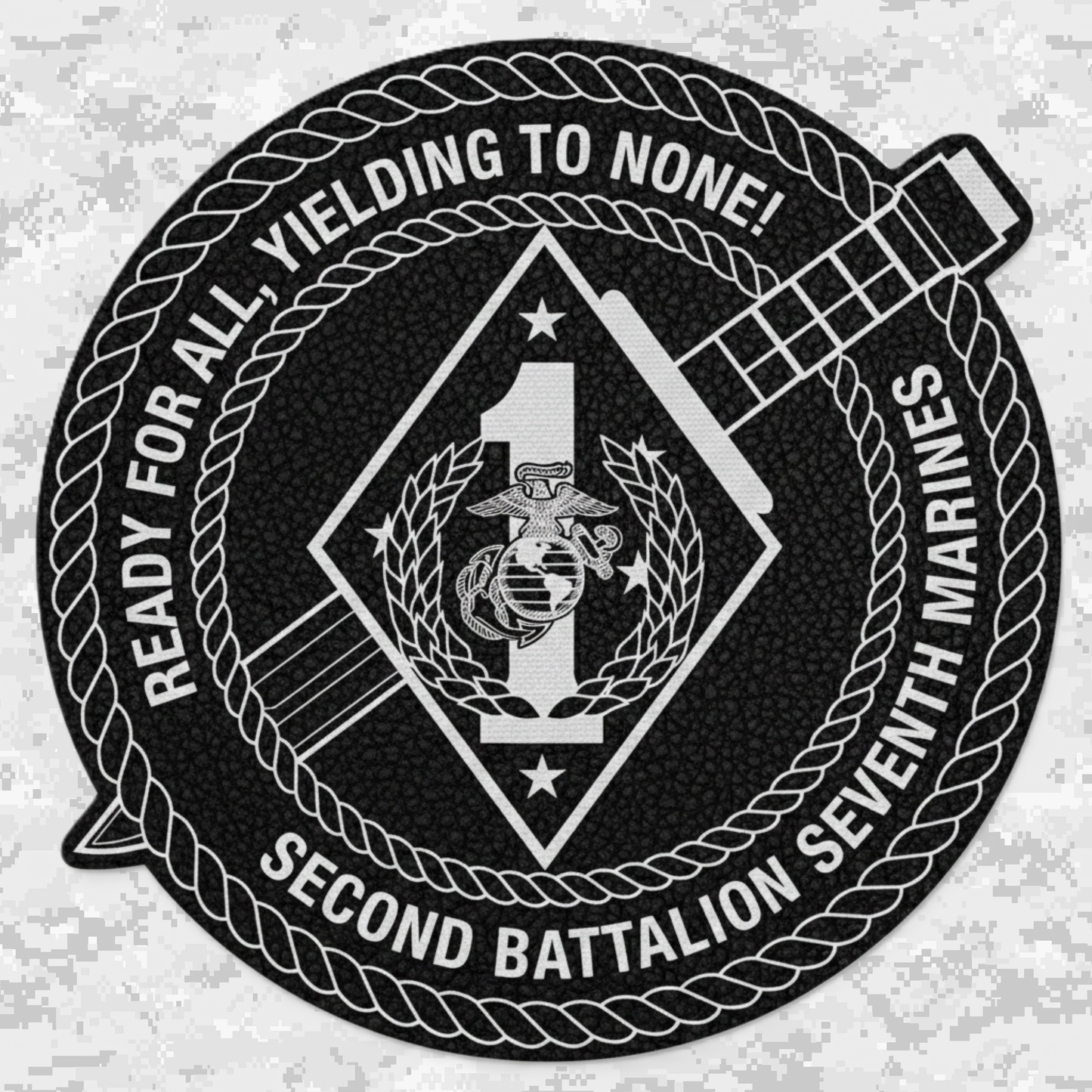 Leather Patch | 2nd Battalion 7th Marines Unit "War Dogs" | Velcro Backed | Brown / Black