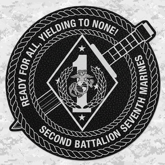 Leather Patch | 2nd Battalion 7th Marines Unit "War Dogs" | Velcro Backed | Brown / Black