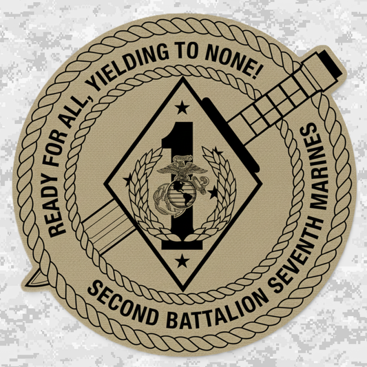 Leather Patch | 2nd Battalion 7th Marines Unit "War Dogs" | Velcro Backed | Brown / Black