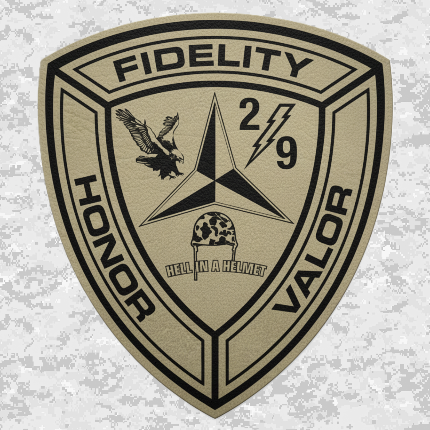 Leather Patch | 2nd Battalion 9th Marines Unit "Hell in a Helmet" | Velcro Backed | Brown / Black