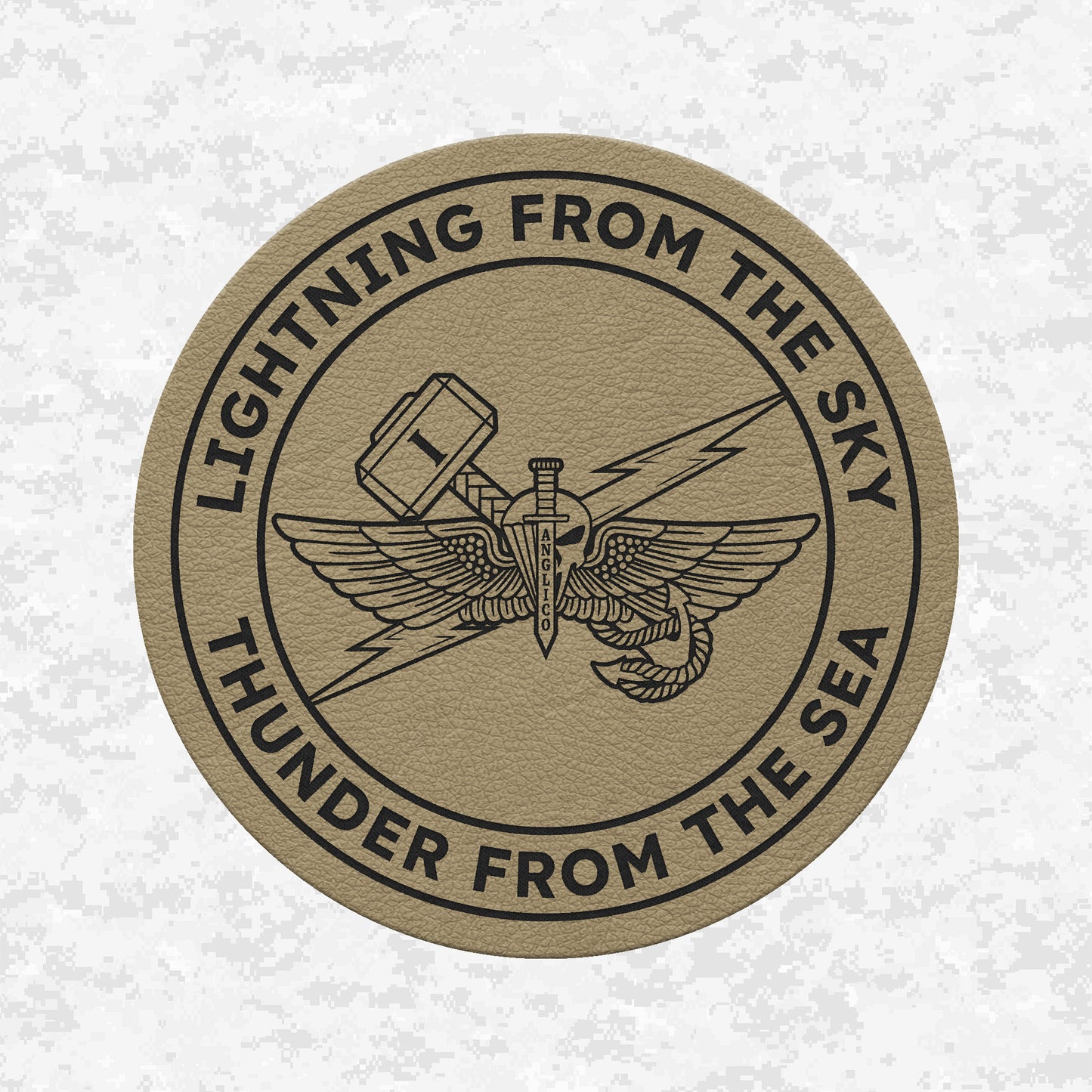1st ANGLICO | Lightning From The Sky, Thunder From The Sea | Leather Patch | Velcro Backed