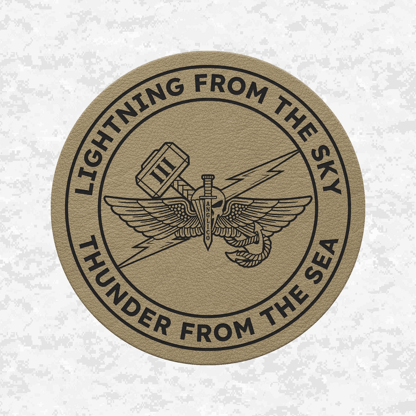 3rd ANGLICO | Lightning From The Sky, Thunder From The Sea | Leather Patch | Velcro Backed