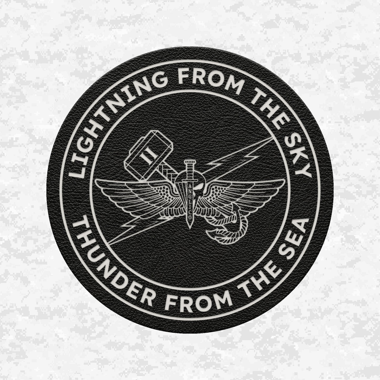 2nd ANGLICO | Lightning From The Sky, Thunder From The Sea | Leather Patch | Velcro Backed