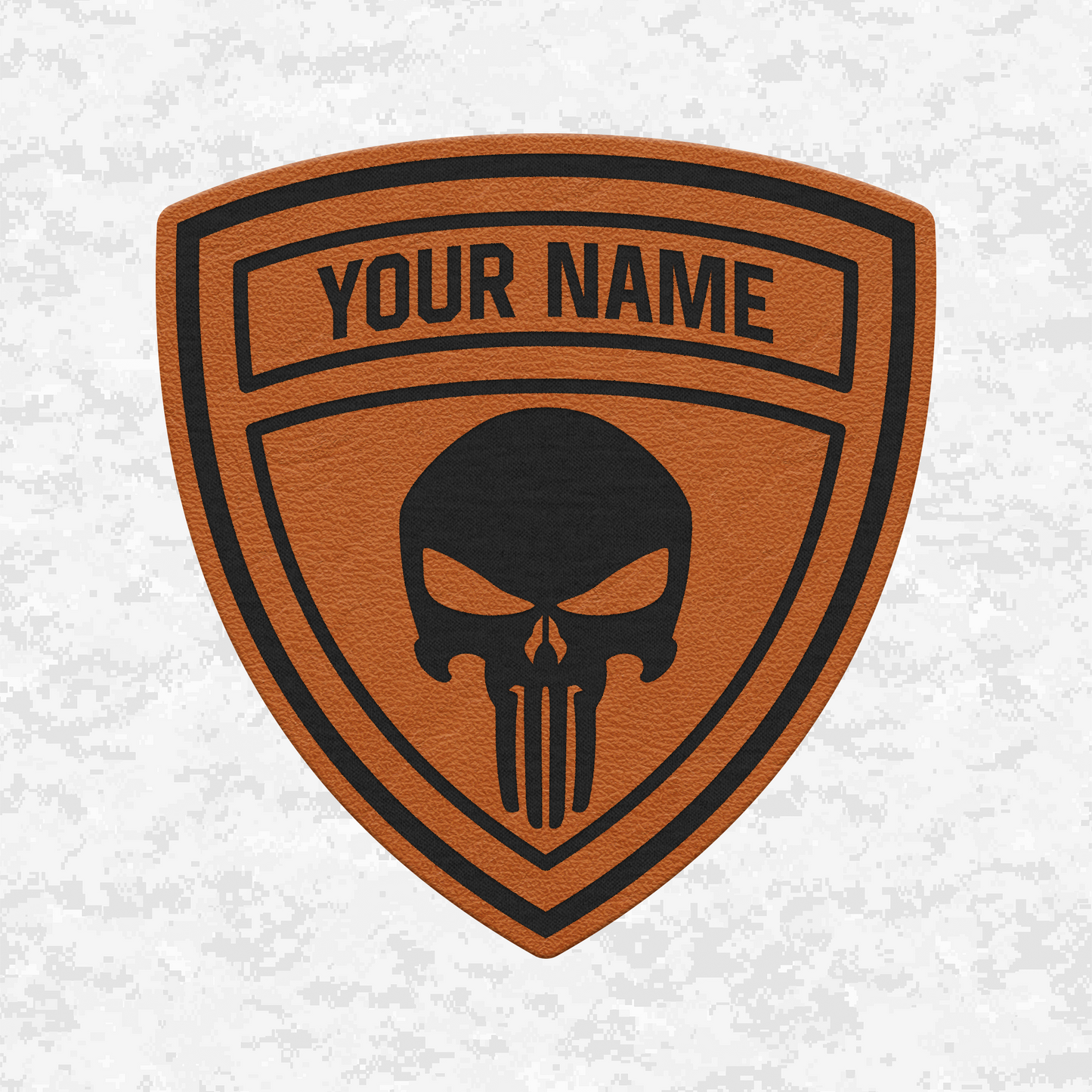 Custom Skull Shield | Leather Patch | Velcro Backed