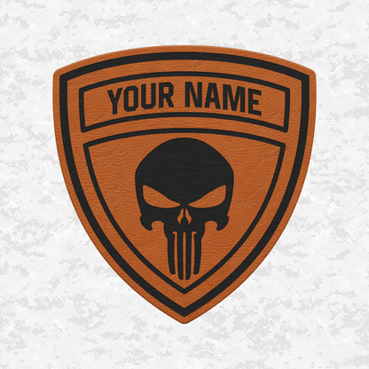 Custom Skull Shield | Leather Patch | Velcro Backed