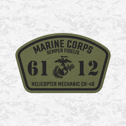 MOS 6112 Helicopter Mechanic CH-46 | Leather Patch | Velcro Backed