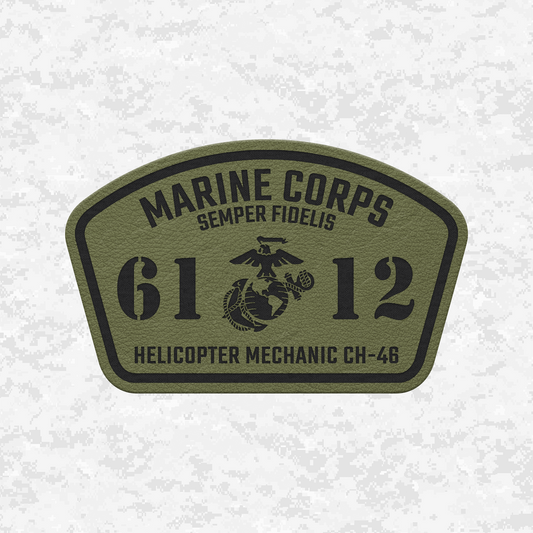 MOS 6112 Helicopter Mechanic CH-46 | Leather Patch | Velcro Backed