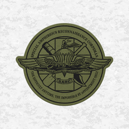 SARC Special Amphibious Reconnaissance Corpsman | The Difficult Anytime | Leather Patch | Velcro Backed