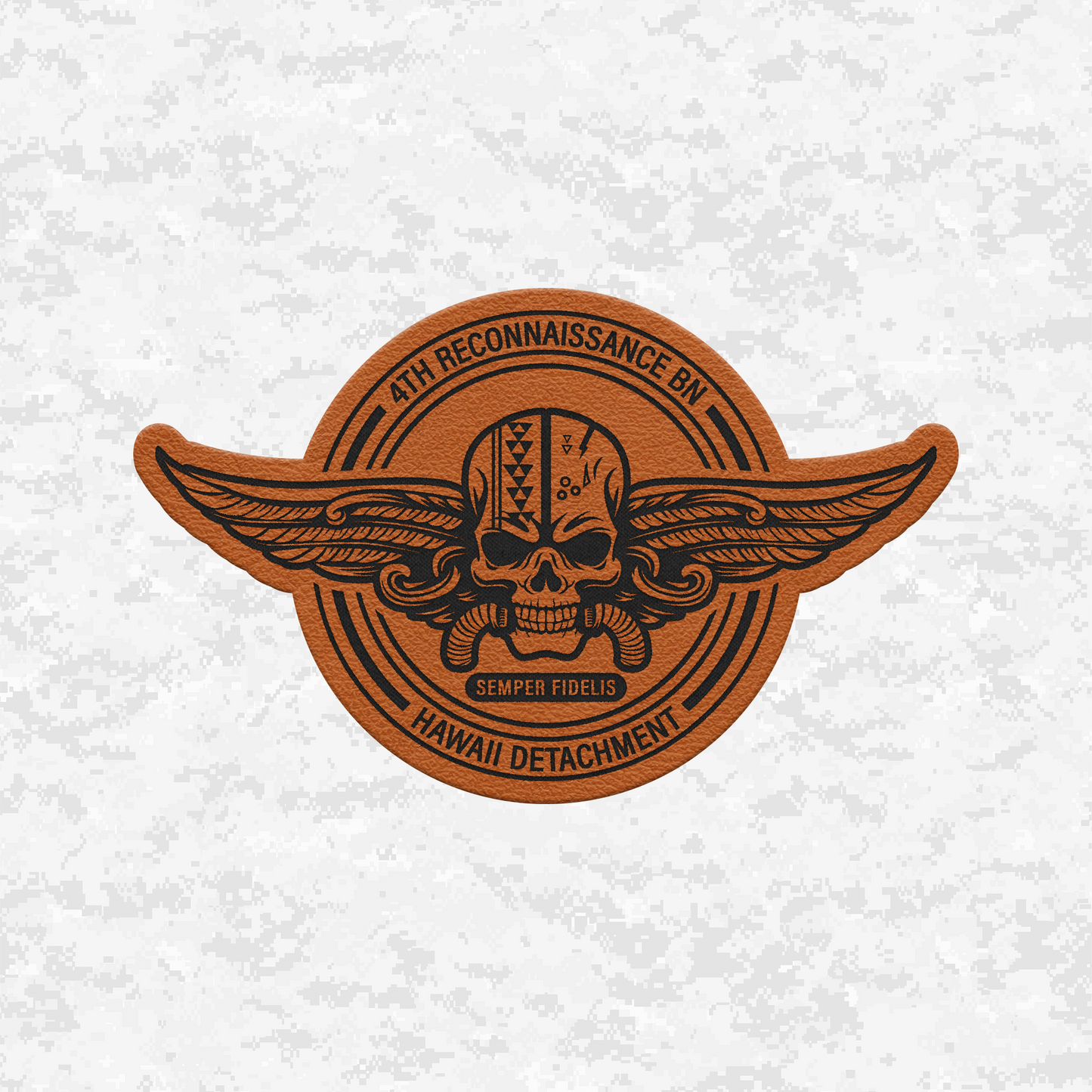 4th Reconnaissance Battalion | Hawaii Det. | Leather Patch | Velcro Backed