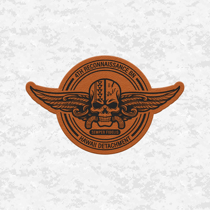 4th Reconnaissance Battalion | Hawaii Det. | Leather Patch | Velcro Backed