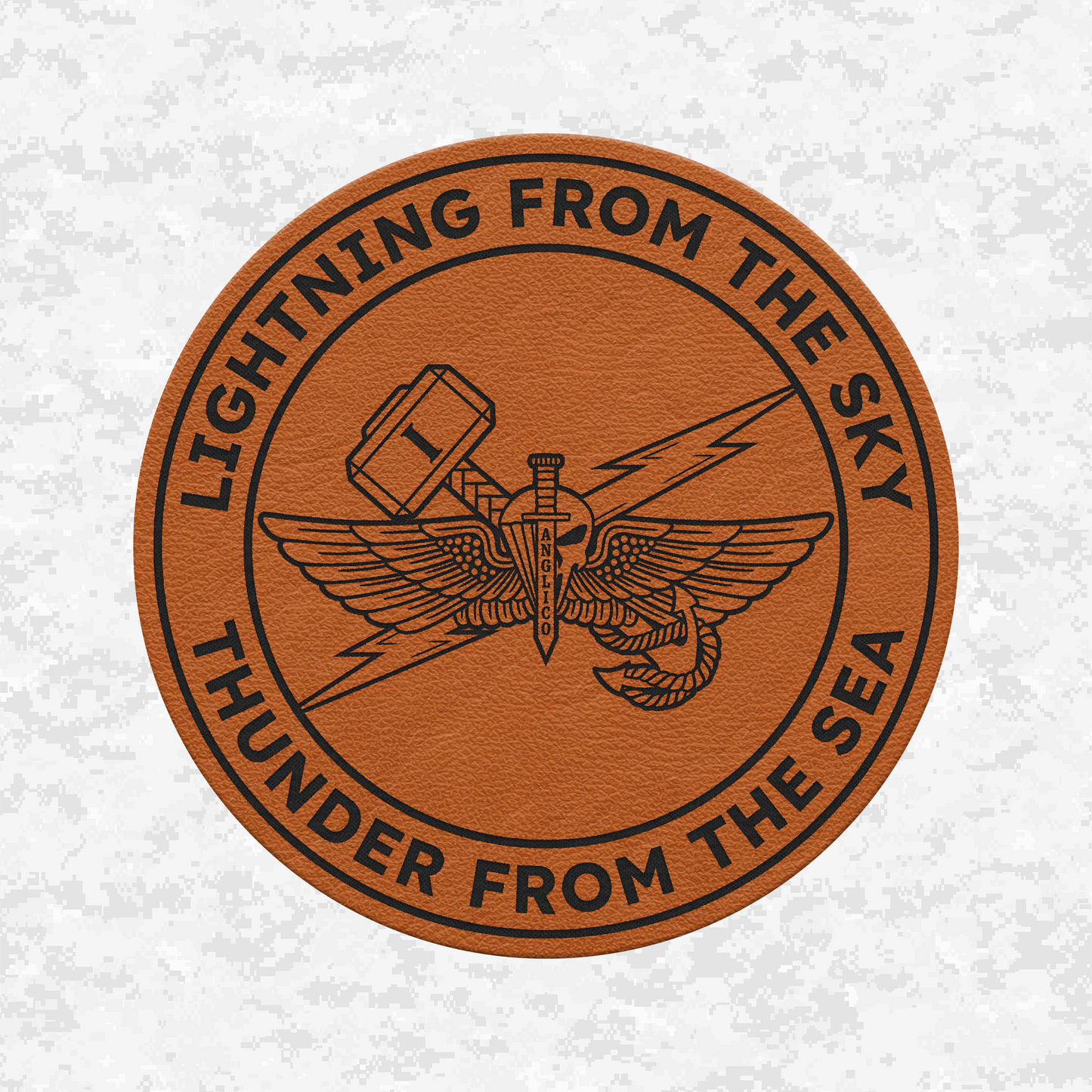 1st ANGLICO | Lightning From The Sky, Thunder From The Sea | Leather Patch | Velcro Backed
