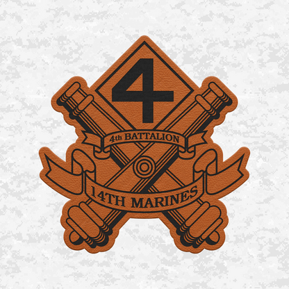 4th Battalion 14th Marines | Leather Patch | Velcro Backed