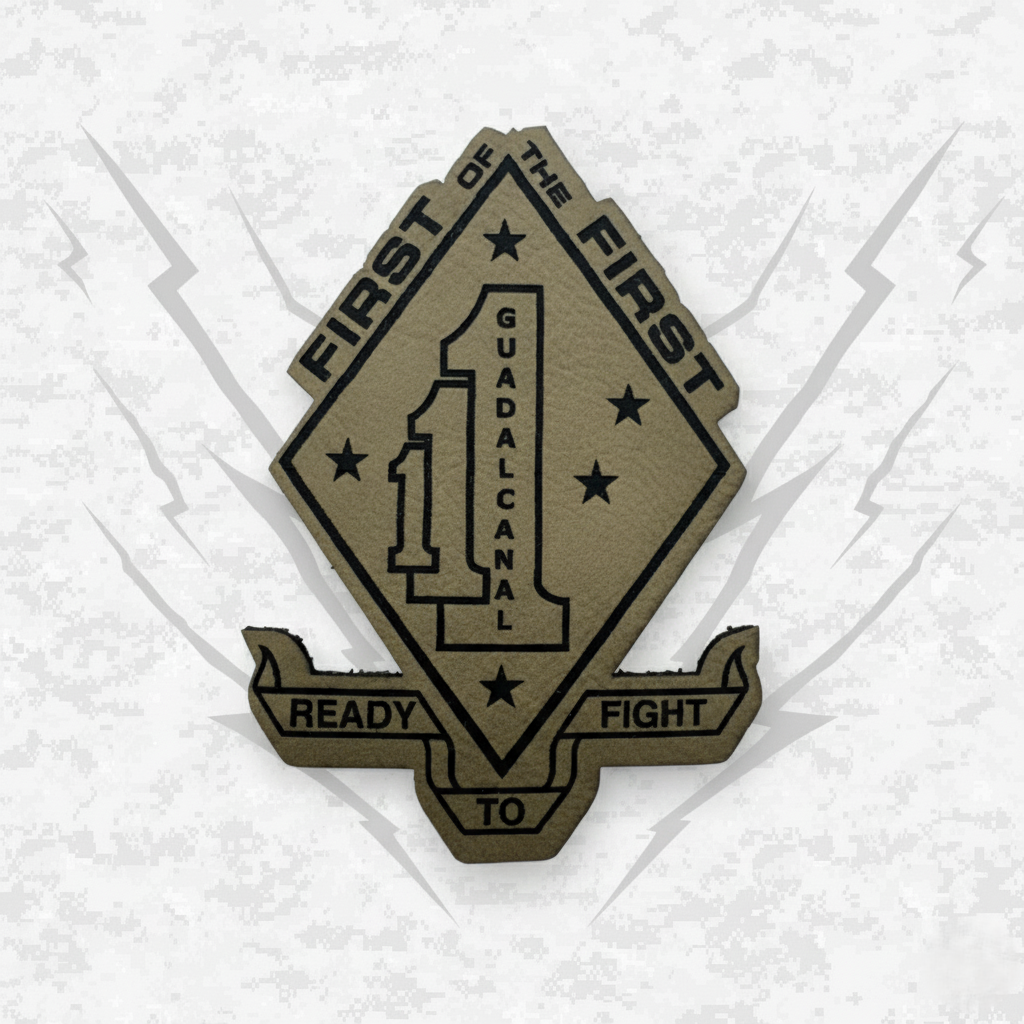 Leather Patch | 1st Battalion 1st Marines Unit "First of the First" | Velcro Backed