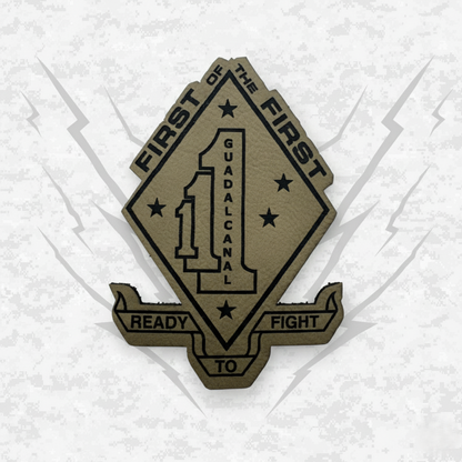 Leather Patch | 1st Battalion 1st Marines Unit "First of the First" | Velcro Backed | Brown / Black