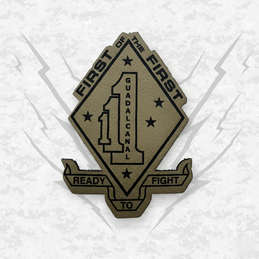 Leather Patch | 1st Battalion 1st Marines Unit "First of the First" | Velcro Backed