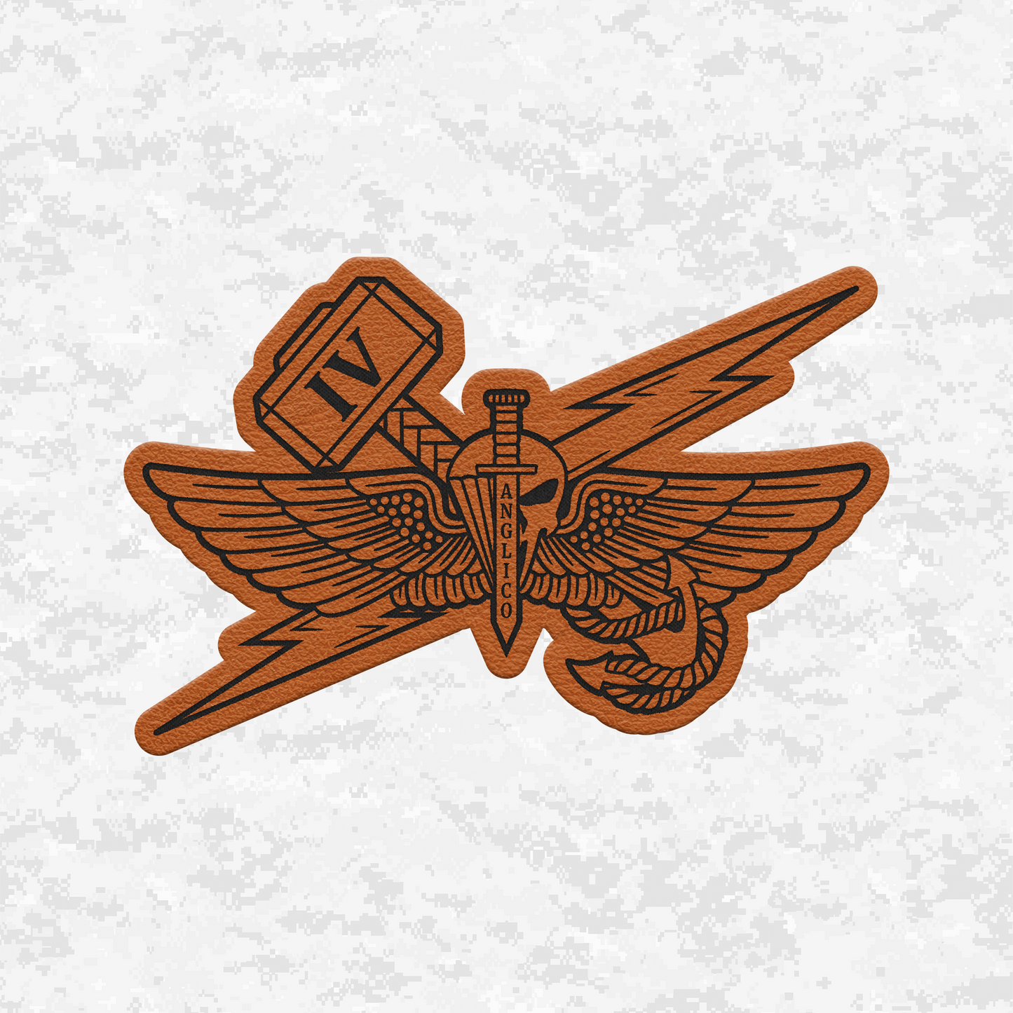 4th ANGLICO | Sky Lightning & Sea Thunder | Leather Patch | Velcro Backed