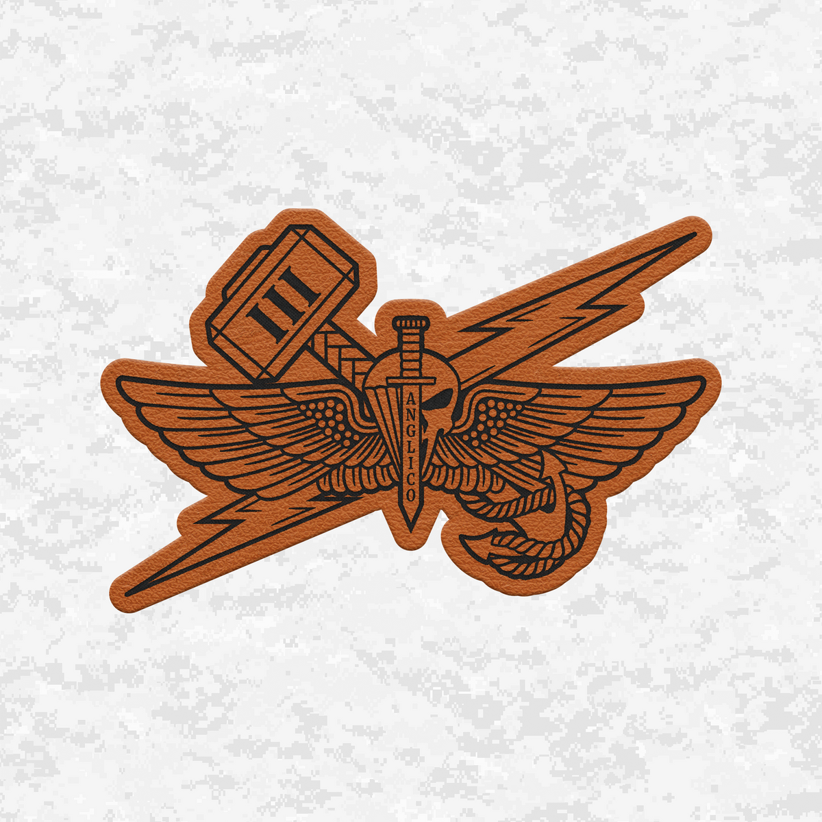 3D ANGLICO | Sky Lightning & Sea Thunder | Leather Patch | Velcro Backed