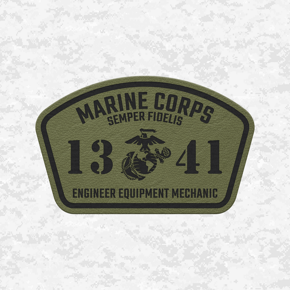 MOS 1341 Engineer Equipment Mechanic | Leather Patch | Velcro Backed