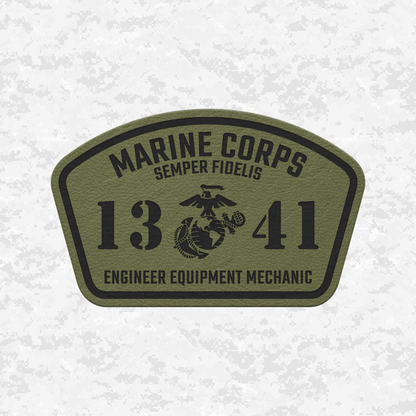 MOS 1341 Engineer Equipment Mechanic | Leather Patch | Velcro Backed