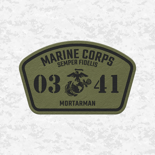 MOS 0341 Mortarman | Leather Patch | Velcro Backed