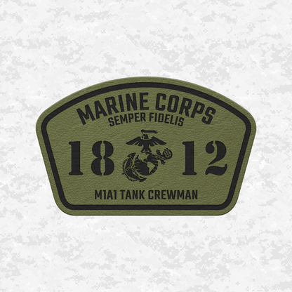 MOS 1812 M1A1 Tank Crewman | Leather Patch | Velcro Backed