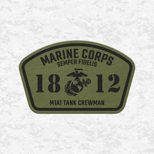 MOS 1812 M1A1 Tank Crewman | Leather Patch | Velcro Backed