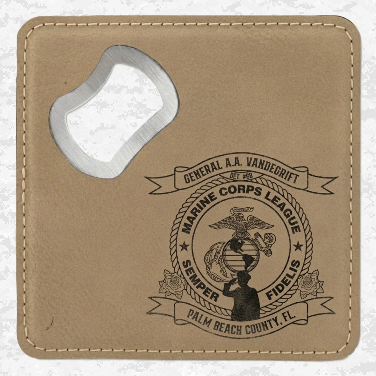 Marine Corps League | General A.A. Vandegrift Detachment #68 | Leather Coaster & Opener