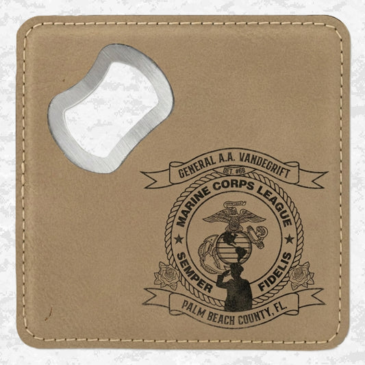 Marine Corps League | General A.A. Vandegrift Detachment #68 | Leather Coaster & Opener
