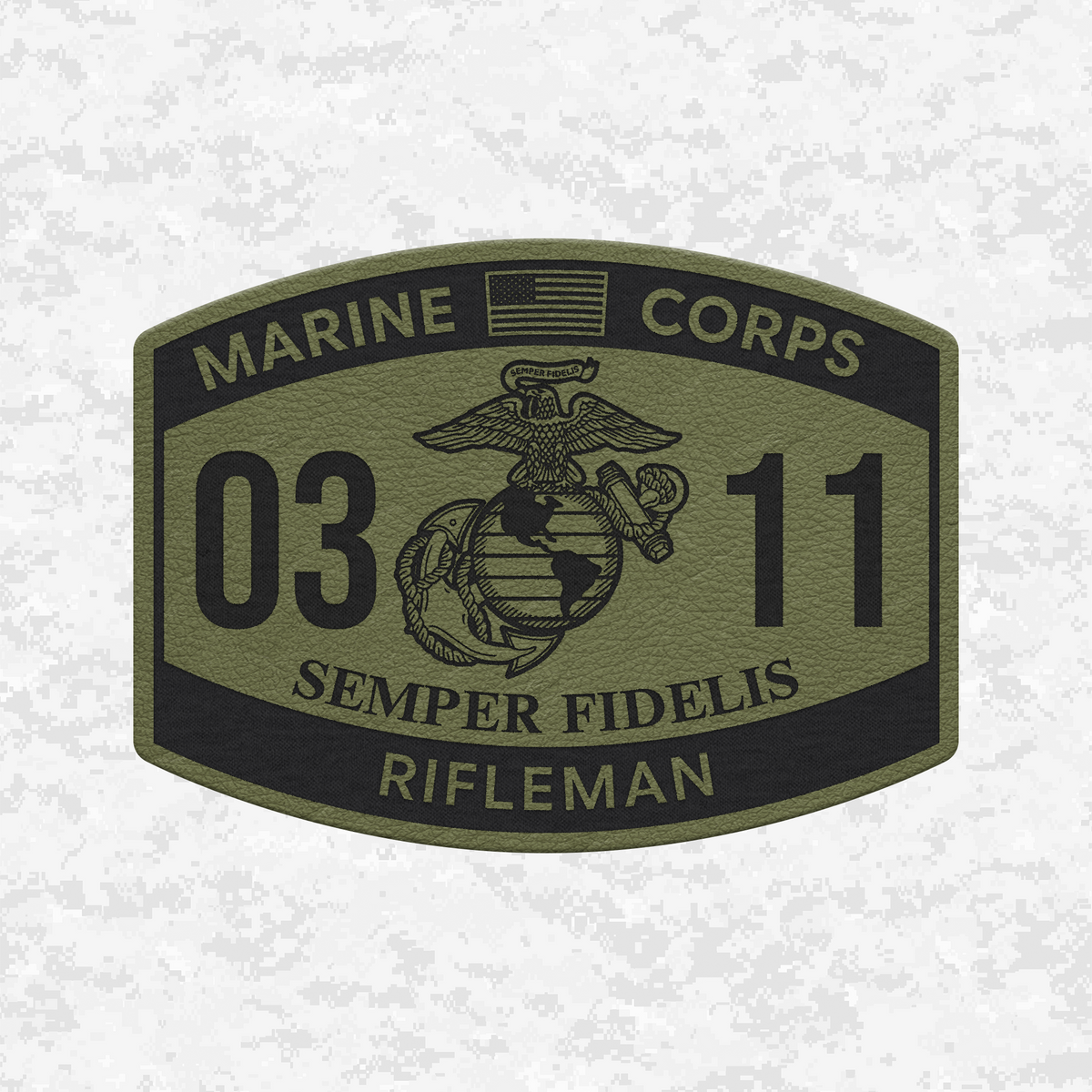 MOS 0311 Rifleman | US Flag | Leather Patch | Velcro Backed