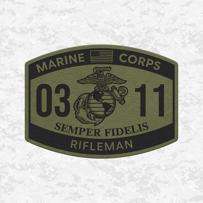 MOS 0311 Rifleman | US Flag | Leather Patch | Velcro Backed