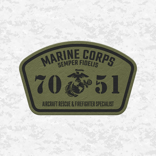 MOS 7051 Aircraft Rescue Firefighter Specialist | Leather Patch | Velcro Backed
