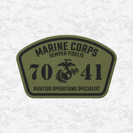 MOS 7041 Aviation Operations Specialist | Leather Patch | Velcro Backed