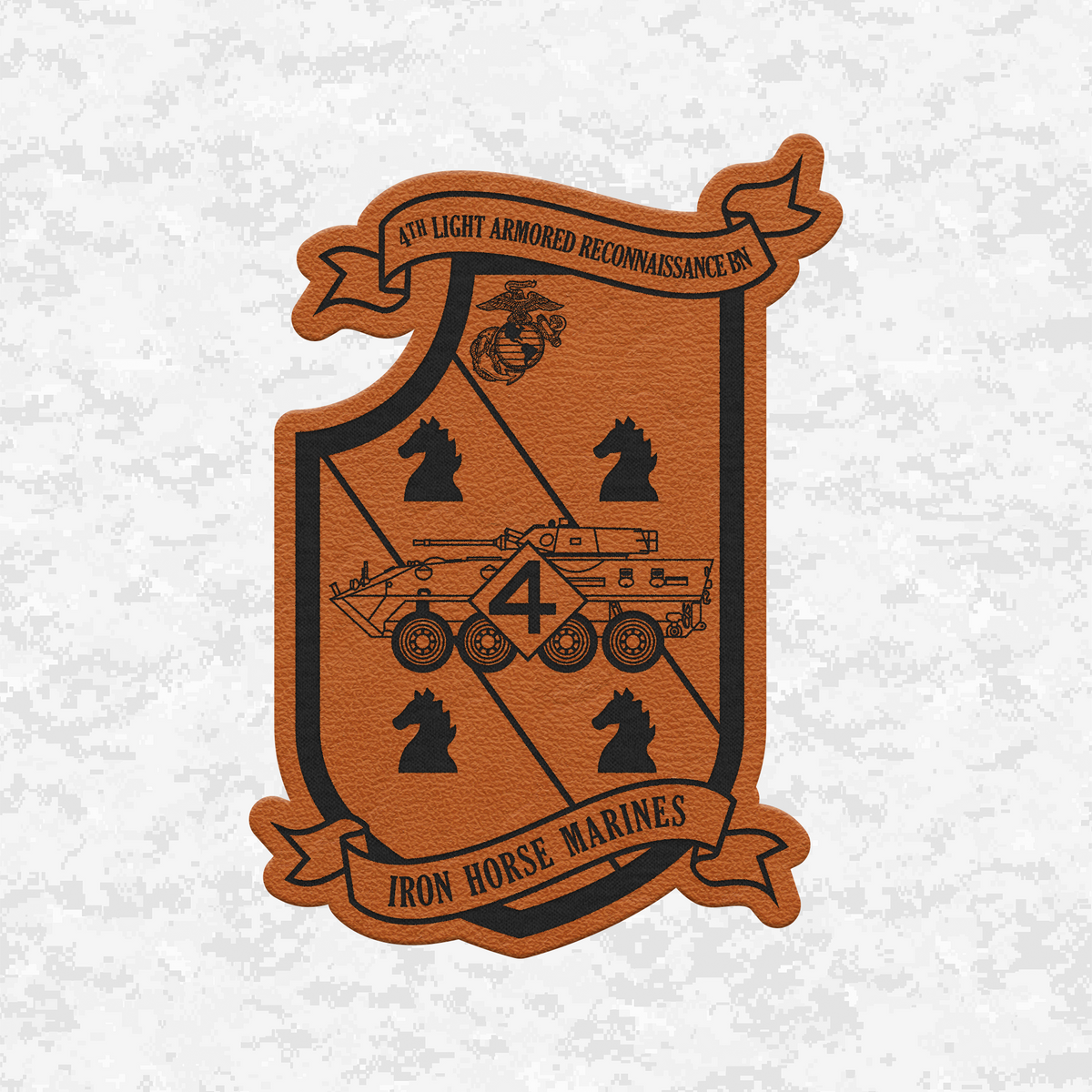 4th Light Armored Reconnaissance Battalion "Iron Horse Marines" | Leather Patch | Velcro Backed