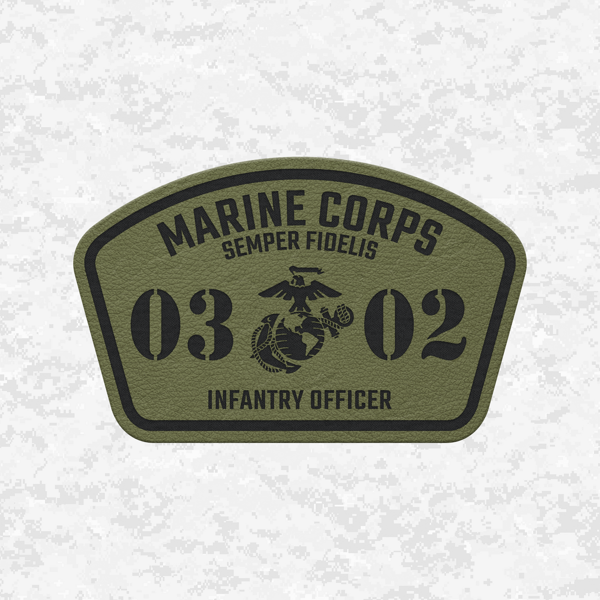 MOS 0302 Infantry Officer | Leather Patch | Velcro Backed