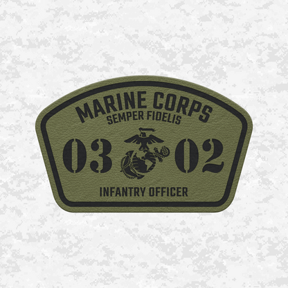 MOS 0302 Infantry Officer | Leather Patch | Velcro Backed