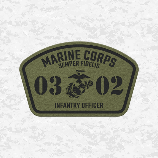 MOS 0302 Infantry Officer | Leather Patch | Velcro Backed
