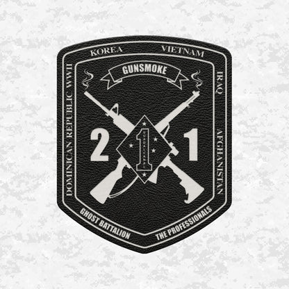 2nd Battalion 1st Marines Unit "Gunsmoke" | Leather Patch | Velcro Backed