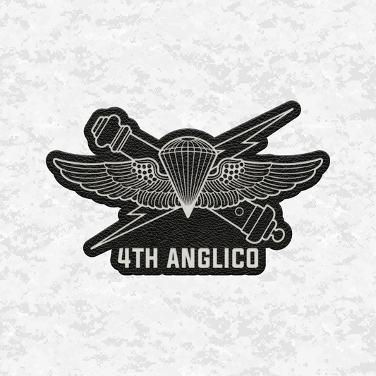 4th ANGLICO | Air Naval Fire | Leather Patch | Velcro Backed