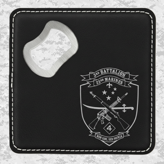 3rd Battalion 23rd Marines Unit "Lone Wolves" | Leather Coaster & Opener