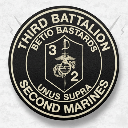 Leather Patch | 3rd Battalion 2nd Marines "Betio Bastards" | Velcro Backed | Brown / Black