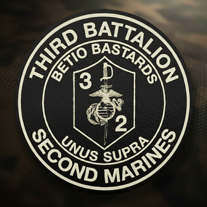 Leather Patch | 3rd Battalion 2nd Marines "Betio Bastards" | Velcro Backed | Brown / Black