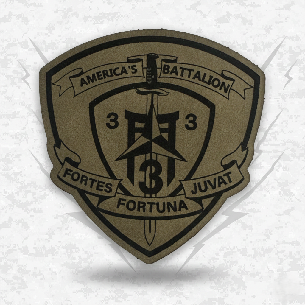 Leather Patch | 3rd Battalion 3rd Marines "Trinity" | Velcro Backed | Brown / Black